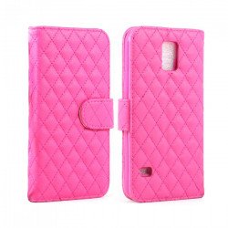 Samsung Galaxy S5 Quilted Flip Leather Wallet Case w Stand (Hot Pink) Samsung Galaxy S5 Quilted Flip Leather Wallet Case w Stand (Hot Pink)